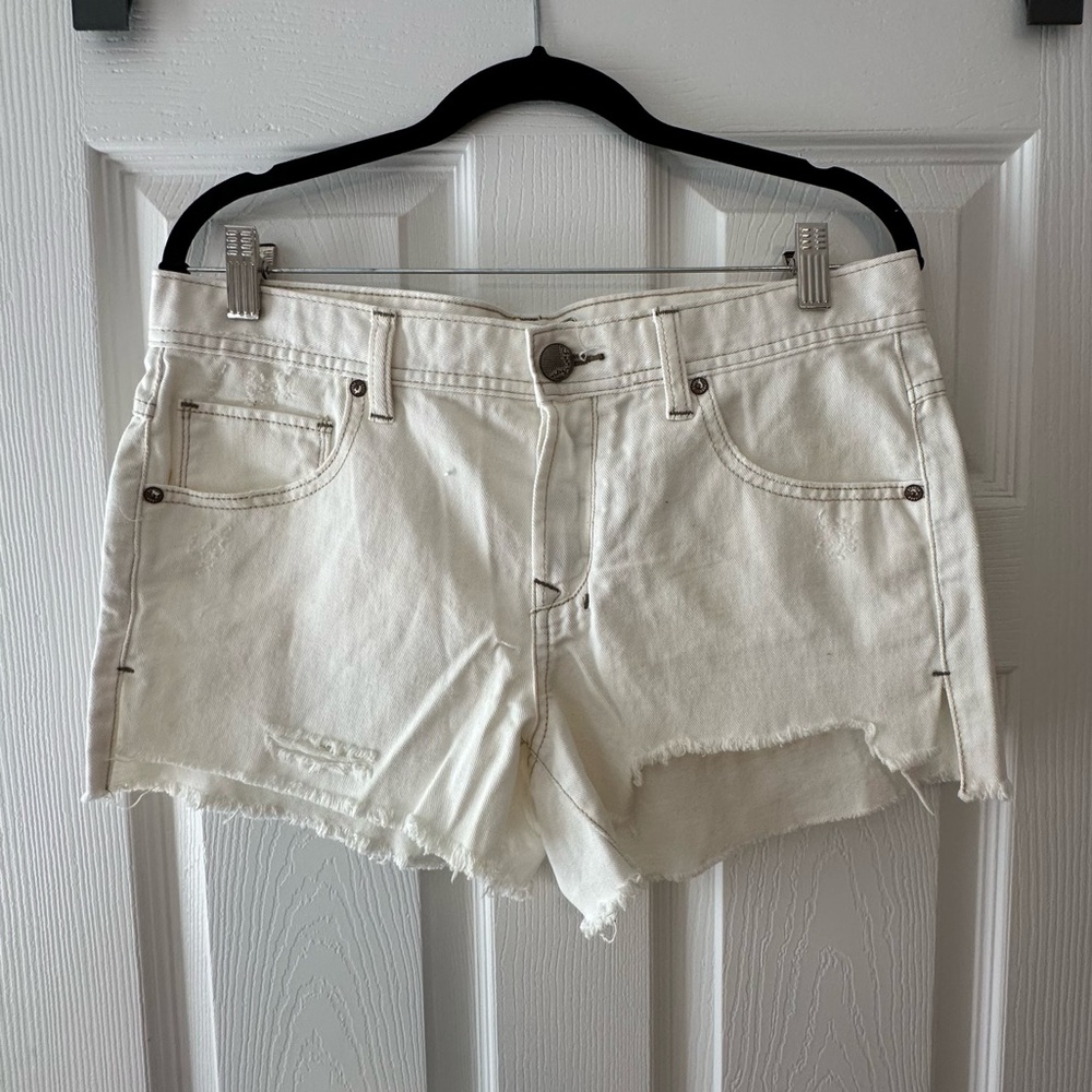 Free People White Denim Cutoff Shorts
